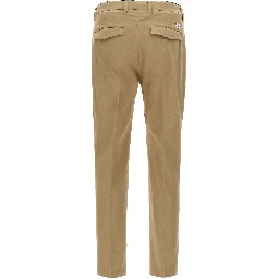 Beige Cotton Cropped Pants