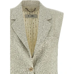 Beige Virgin Wool Sleeveless Jacket