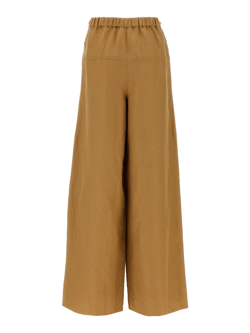 Brown Flax Casual Pants