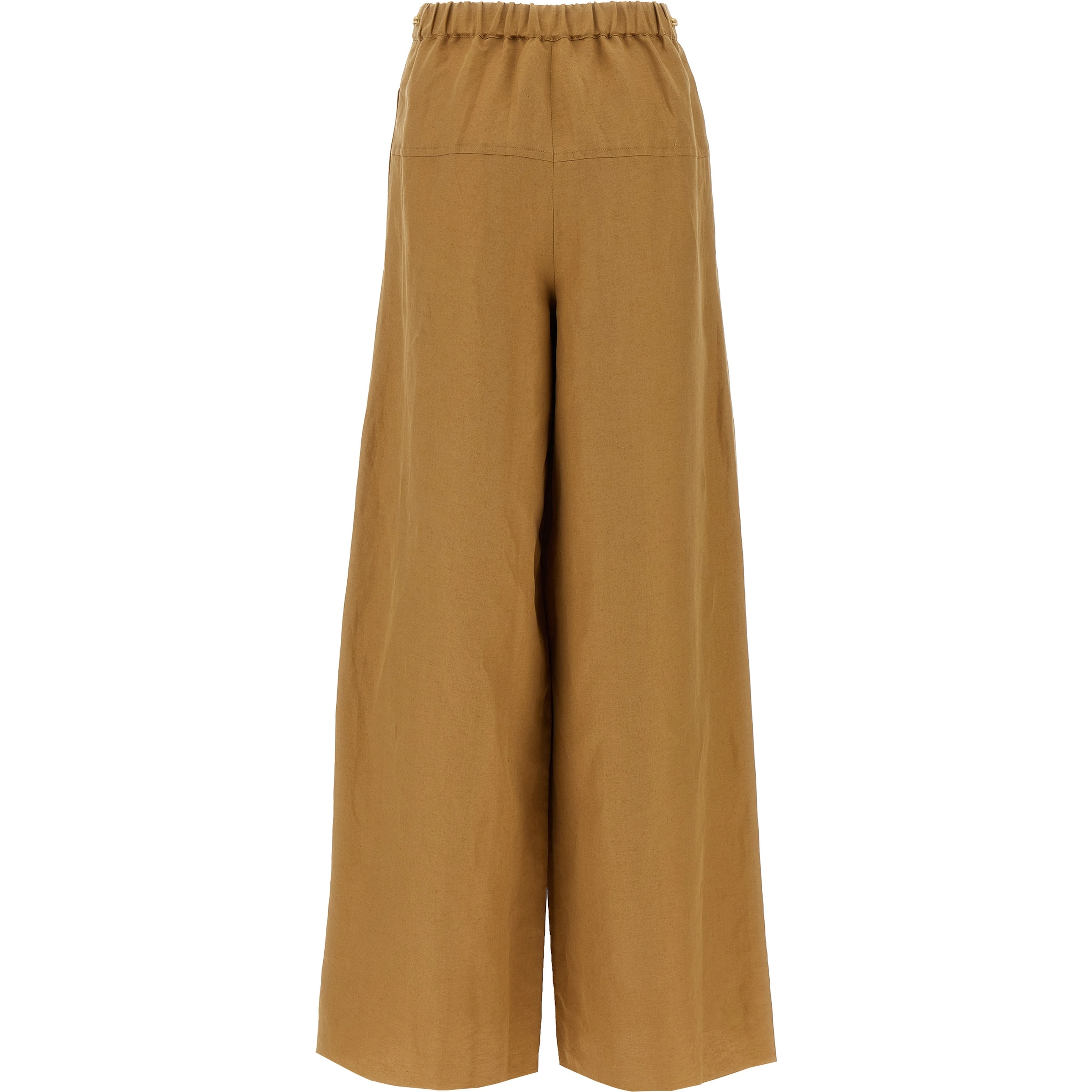Brown Flax Casual Pants