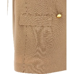 Beige Virgin Wool Sleeveless Jacket