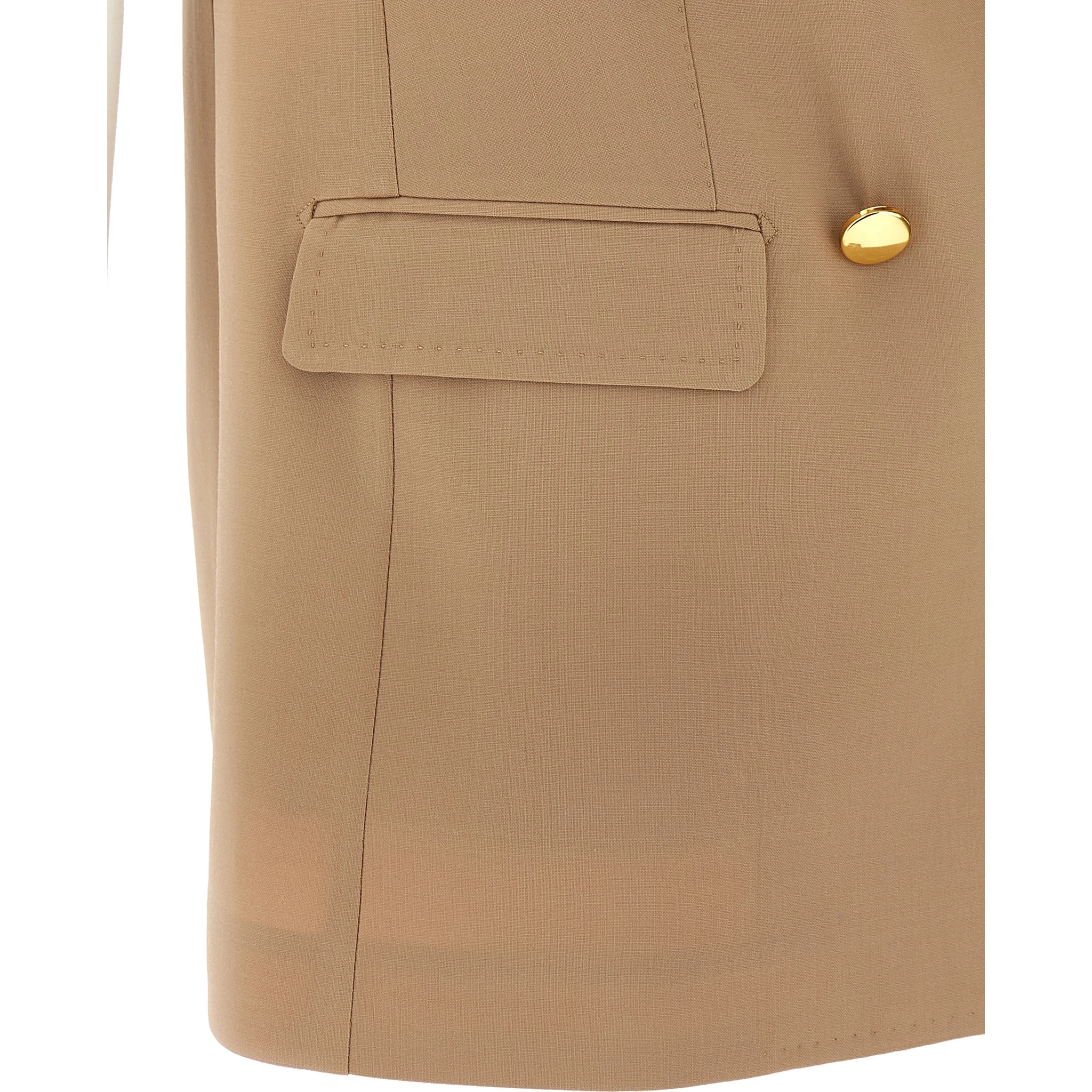 Beige Virgin Wool Sleeveless Jacket