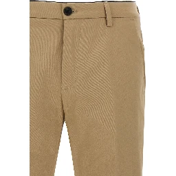 Beige Cotton Cropped Pants