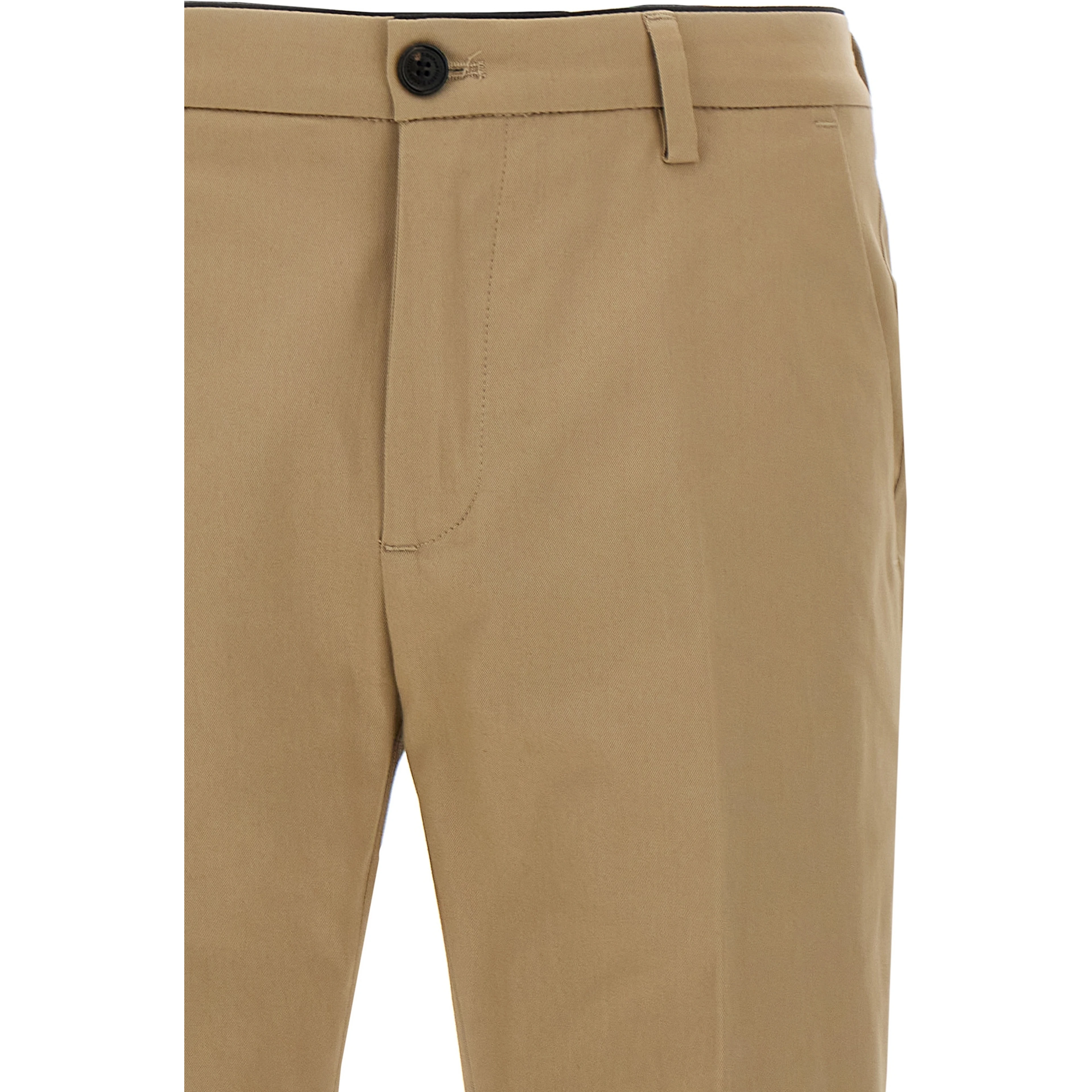 Beige Cotton Cropped Pants