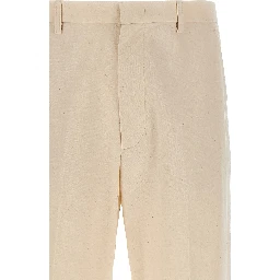 Beige Cotton Casual Pants