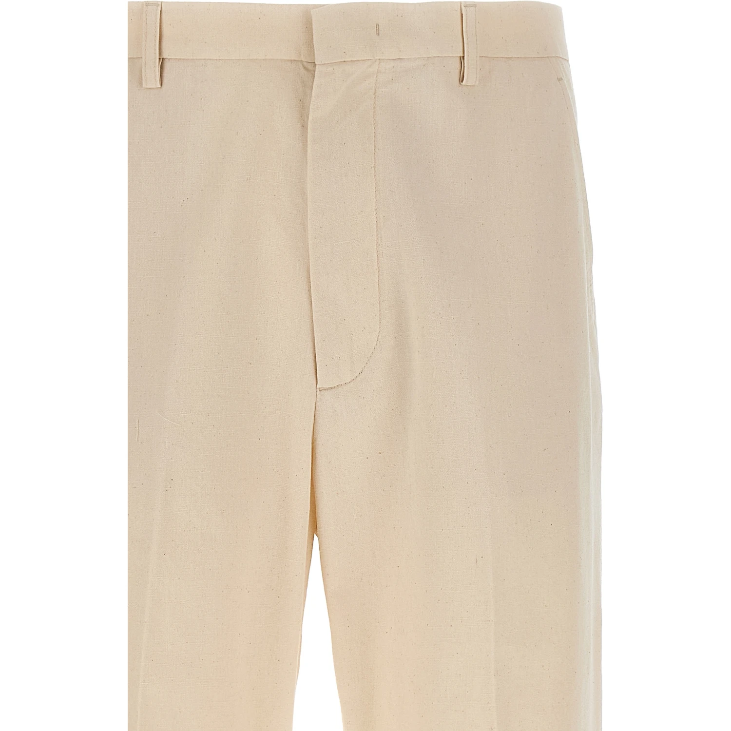 Beige Cotton Casual Pants