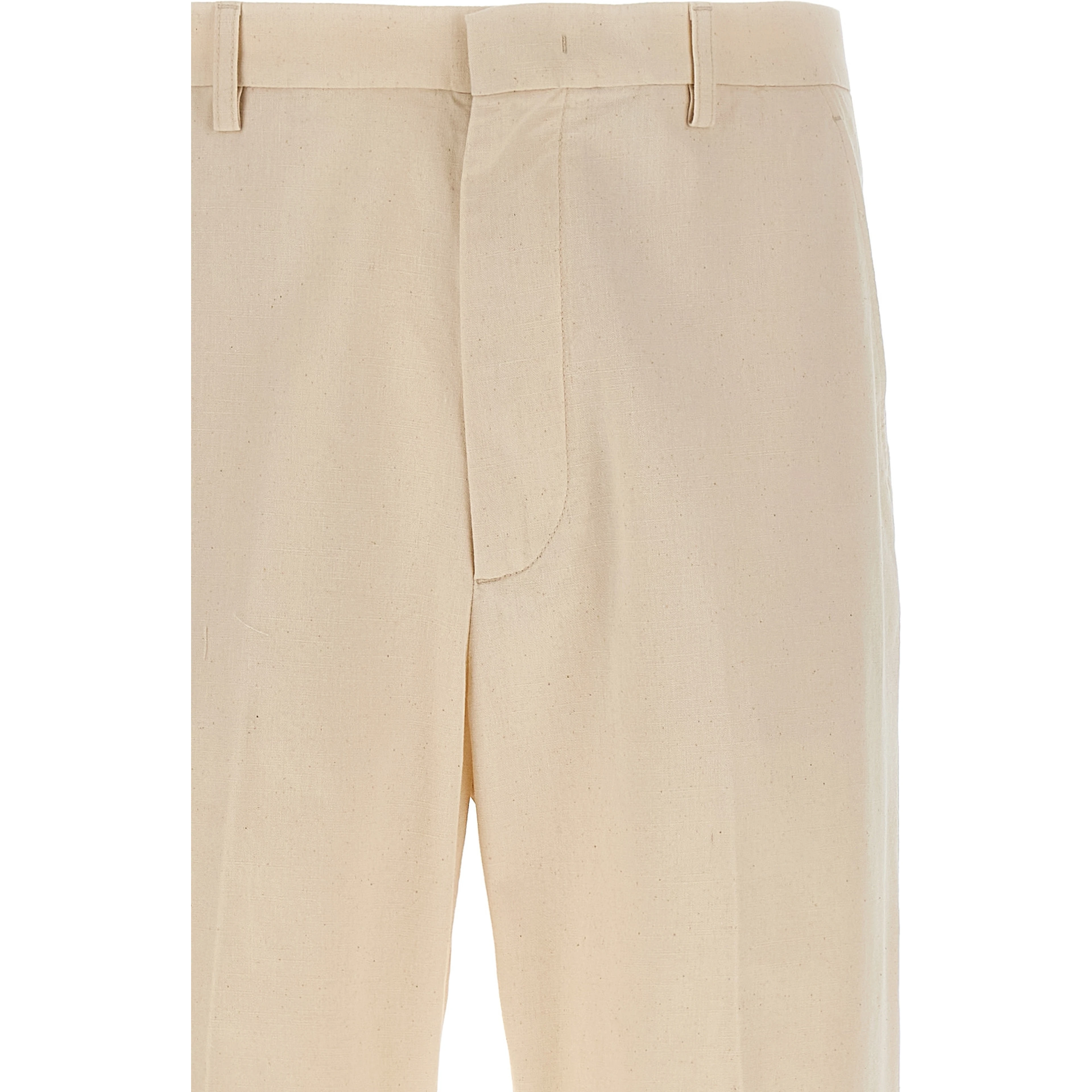Beige Cotton Casual Pants