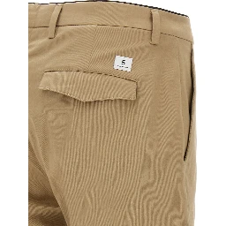 Beige Cotton Cropped Pants