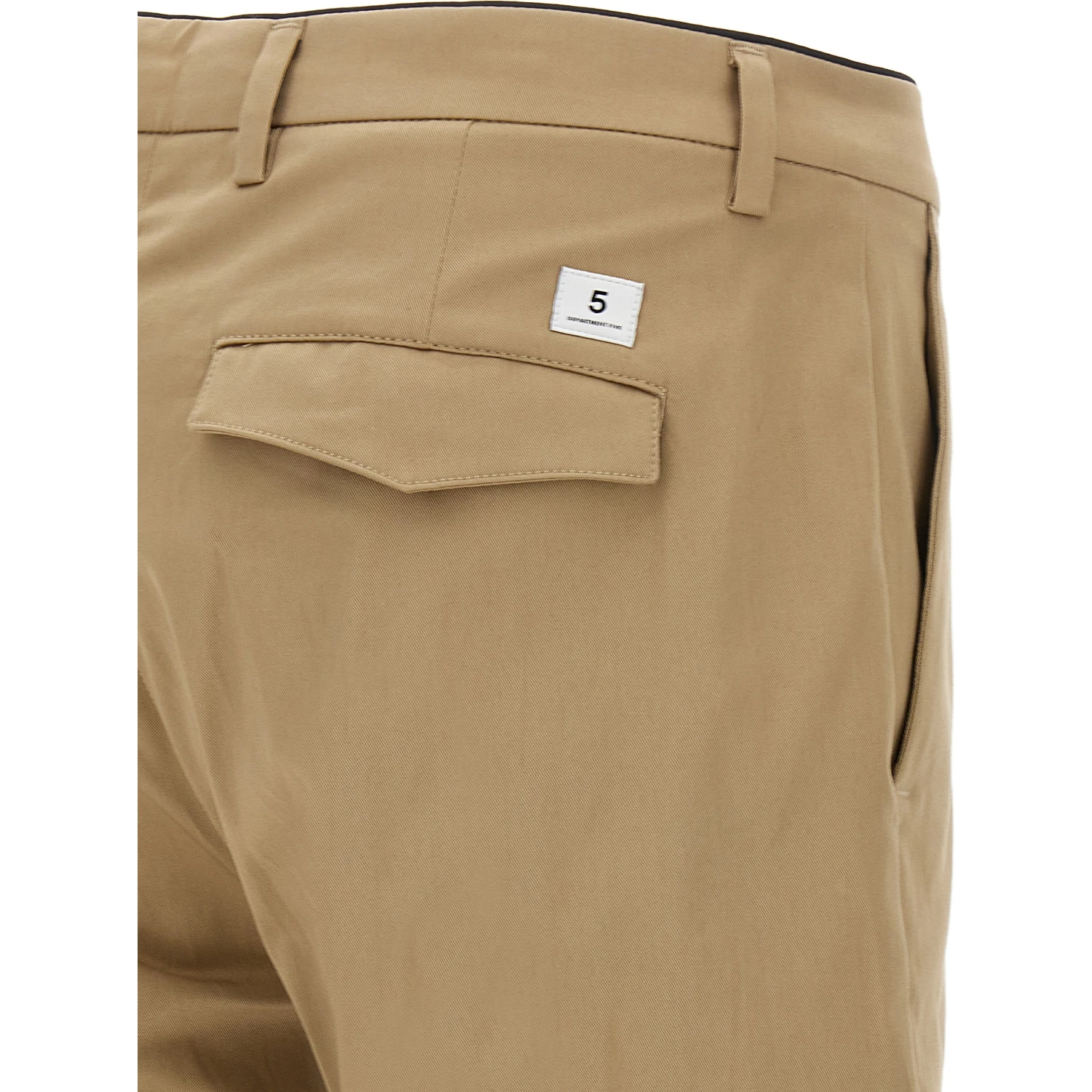 Beige Cotton Cropped Pants