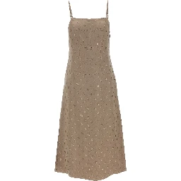 Gray Silk Midi Dress
