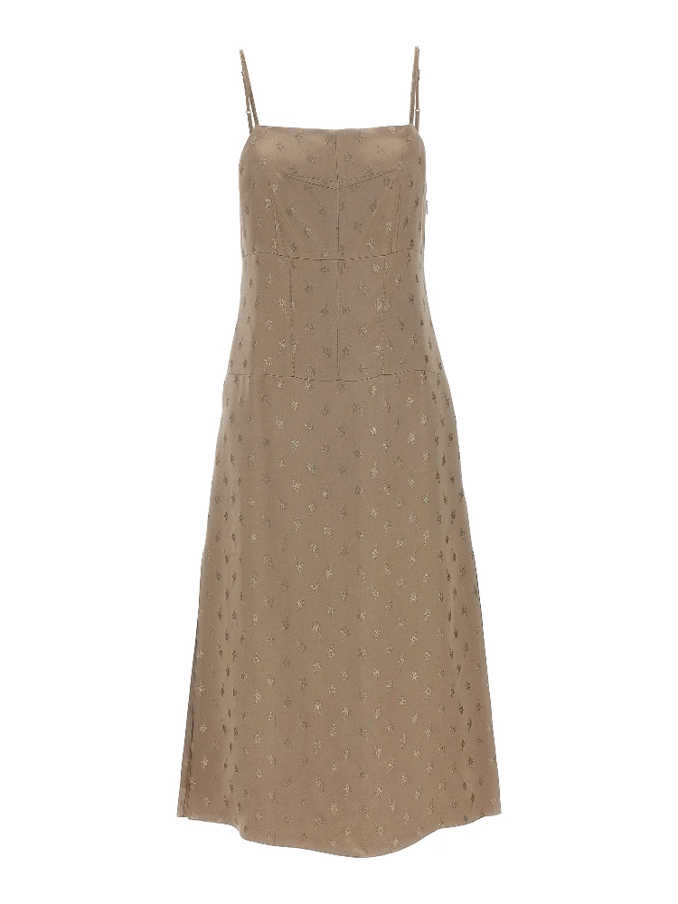 Gray Silk Midi Dress