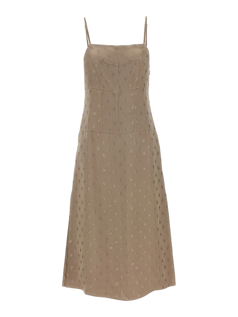 Gray Silk Midi Dress