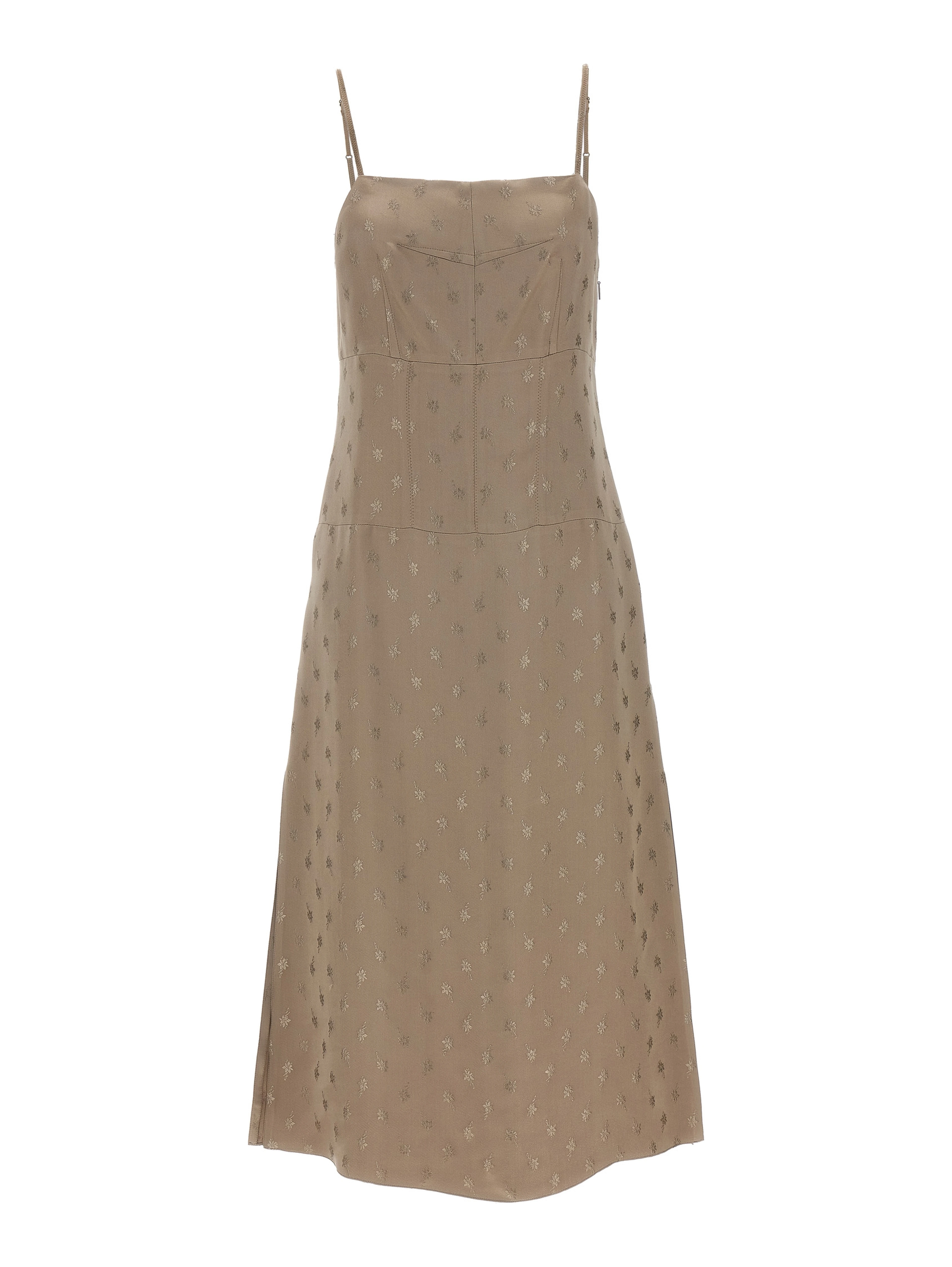 Gray Silk Midi Dress
