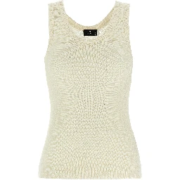 White Silk Sleeveles T-Shirt