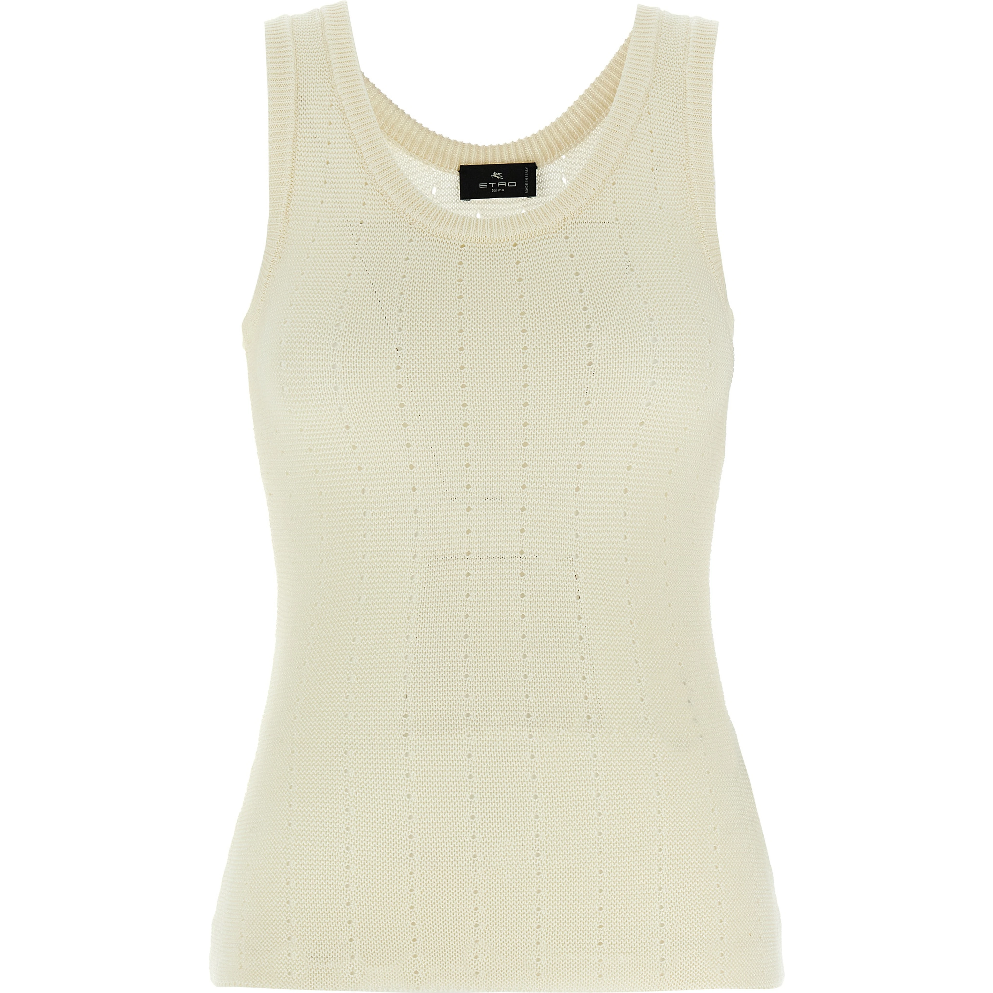 White Silk Sleeveles T-Shirt