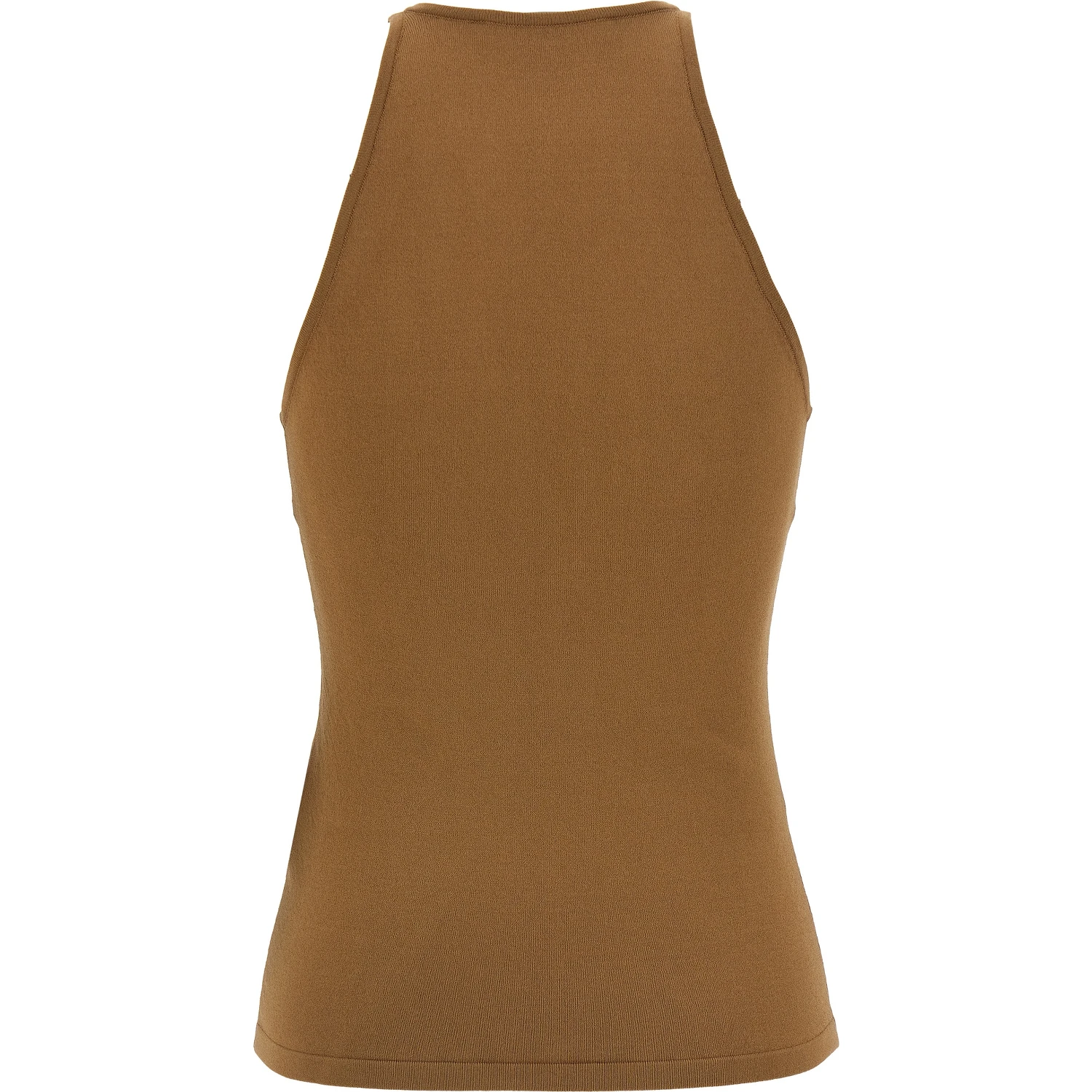 Brown Viscose Sleeveles T-Shirt