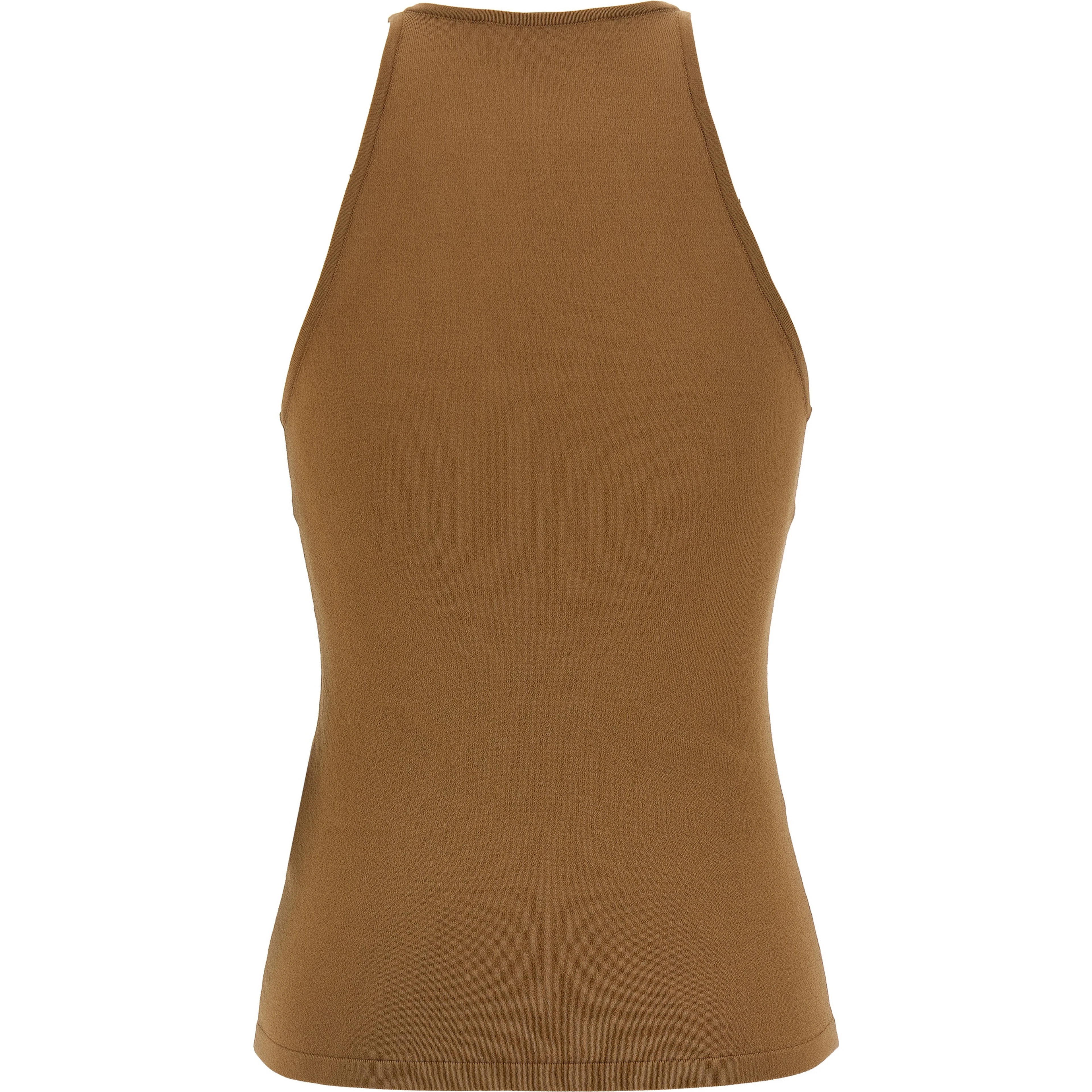 Brown Viscose Sleeveles T-Shirt