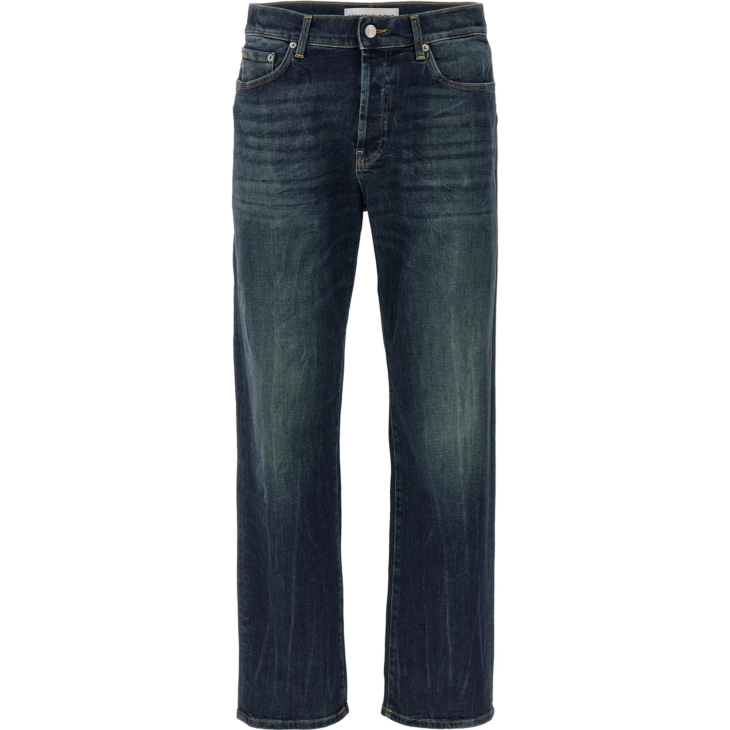 Blue Cotton Straight-Leg Jeans