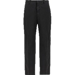Black Cotton Casual Pants