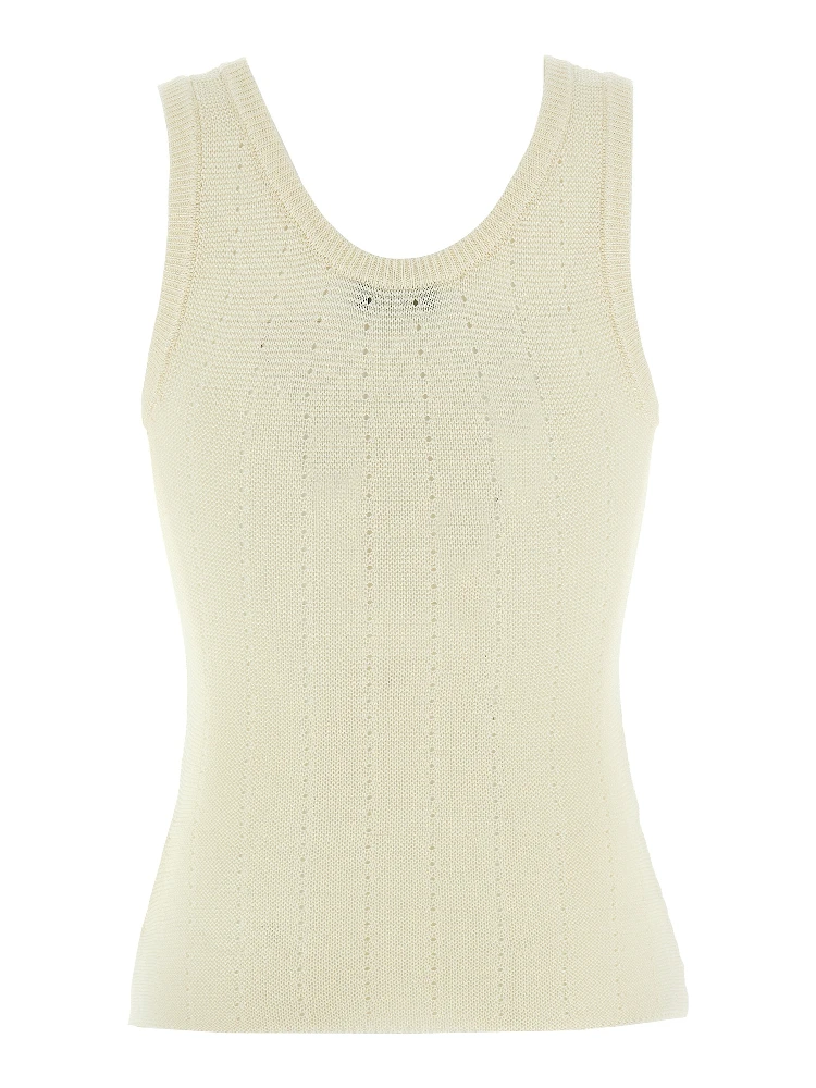 White Silk Sleeveles T-Shirt alternative