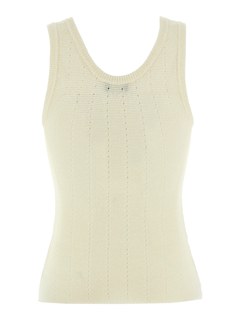 White Silk Sleeveles T-Shirt