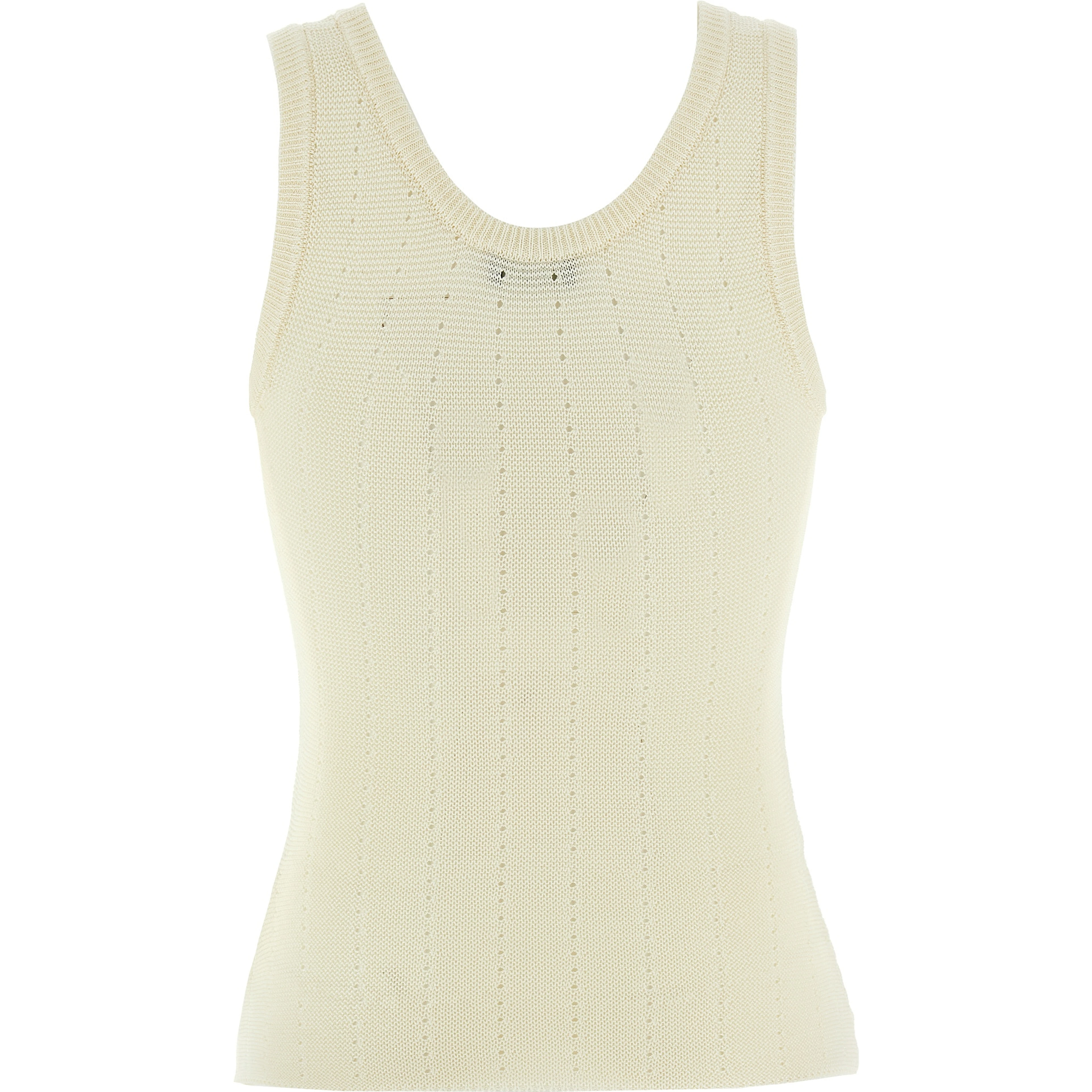 White Silk Sleeveles T-Shirt
