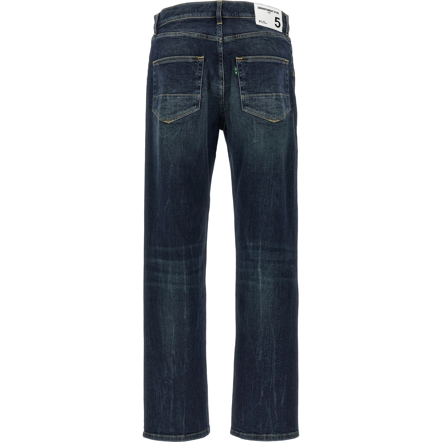 Blue Cotton Straight-Leg Jeans