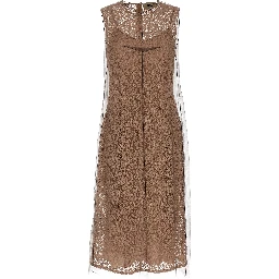 Beige Cotton Midi Dress