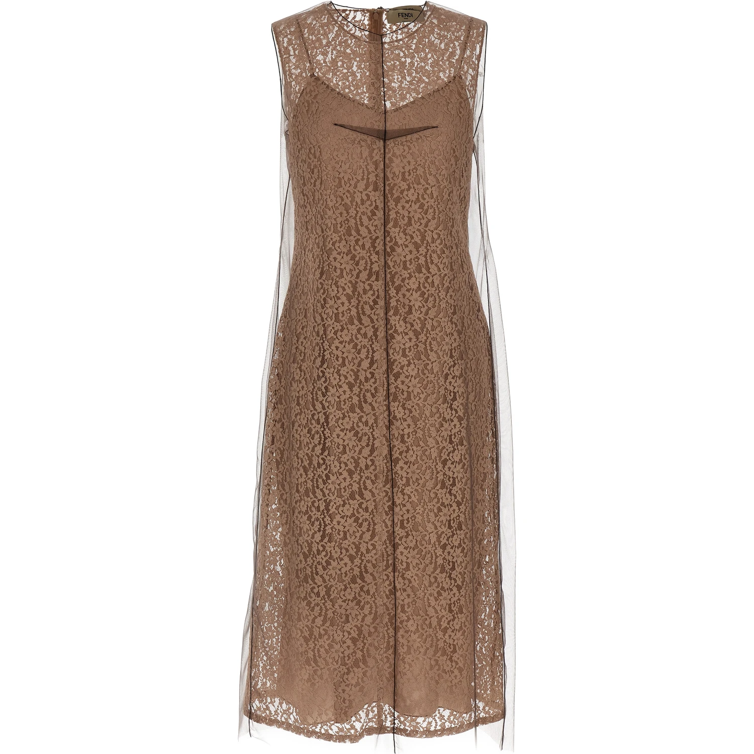 Beige Cotton Midi Dress