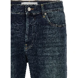 Blue Cotton Straight-Leg Jeans