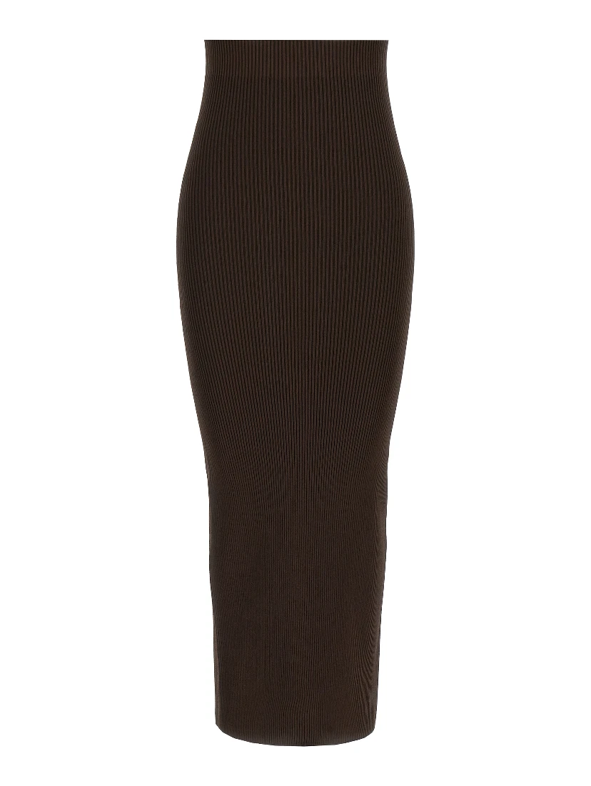 Brown Viscose Mini Skirt