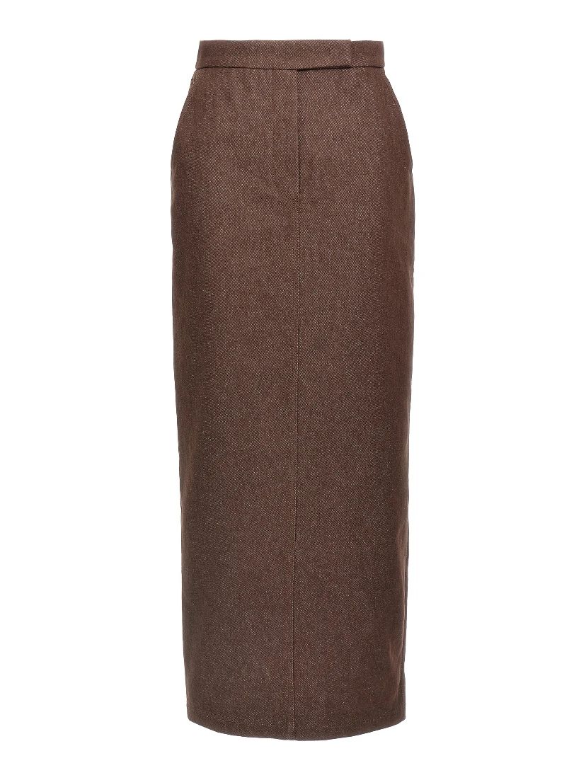 Brown Cotton Mini Skirt