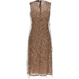 Beige Cotton Midi Dress