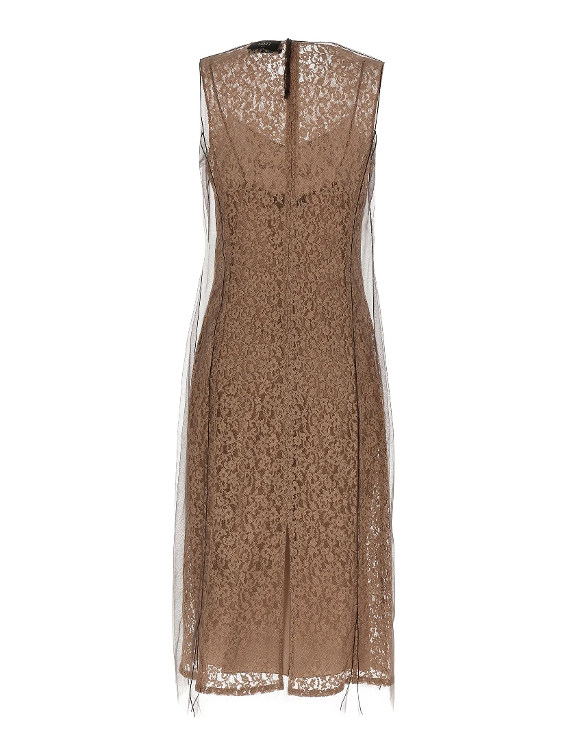 Beige Cotton Midi Dress