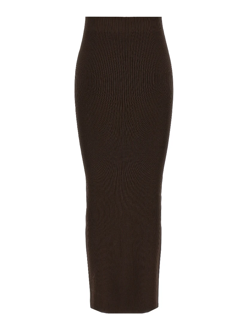 Brown Viscose Mini Skirt