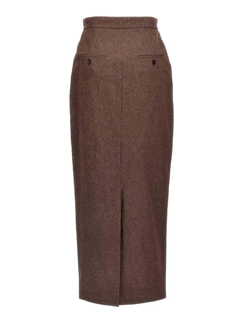 Brown Cotton Mini Skirt