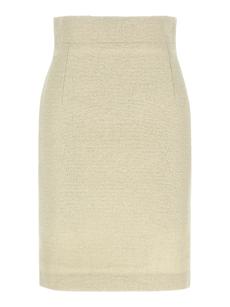 Beige Cotton Midi Skirt