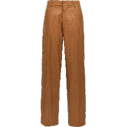 Brown Viscose Casual Pants