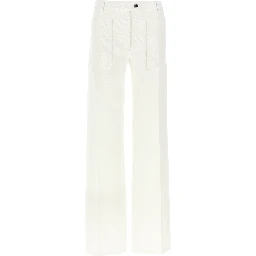White Cotton Straight-Leg Jeans