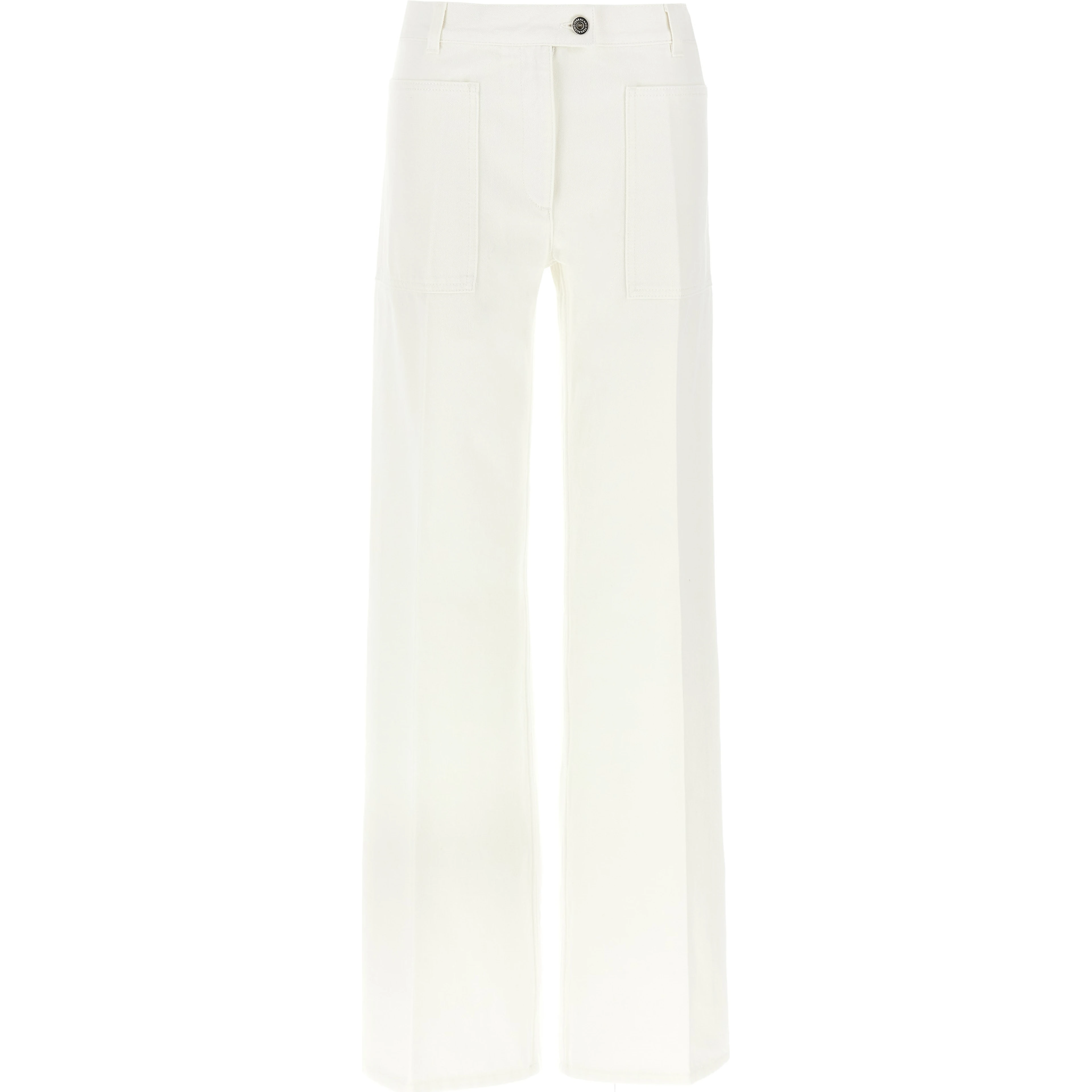 White Cotton Straight-Leg Jeans