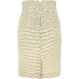Beige Cotton Midi Skirt