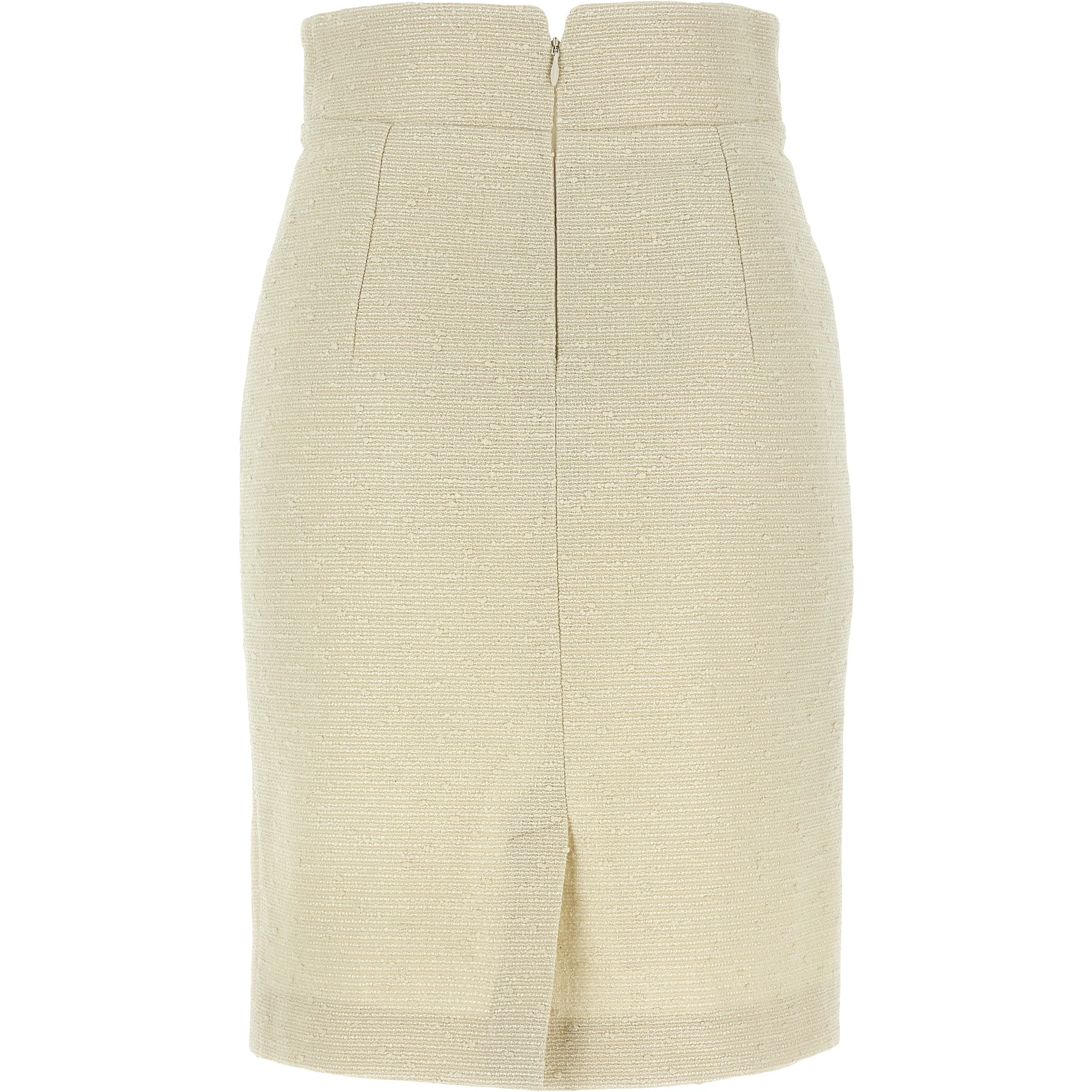 Beige Cotton Midi Skirt