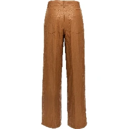 Brown Viscose Casual Pants