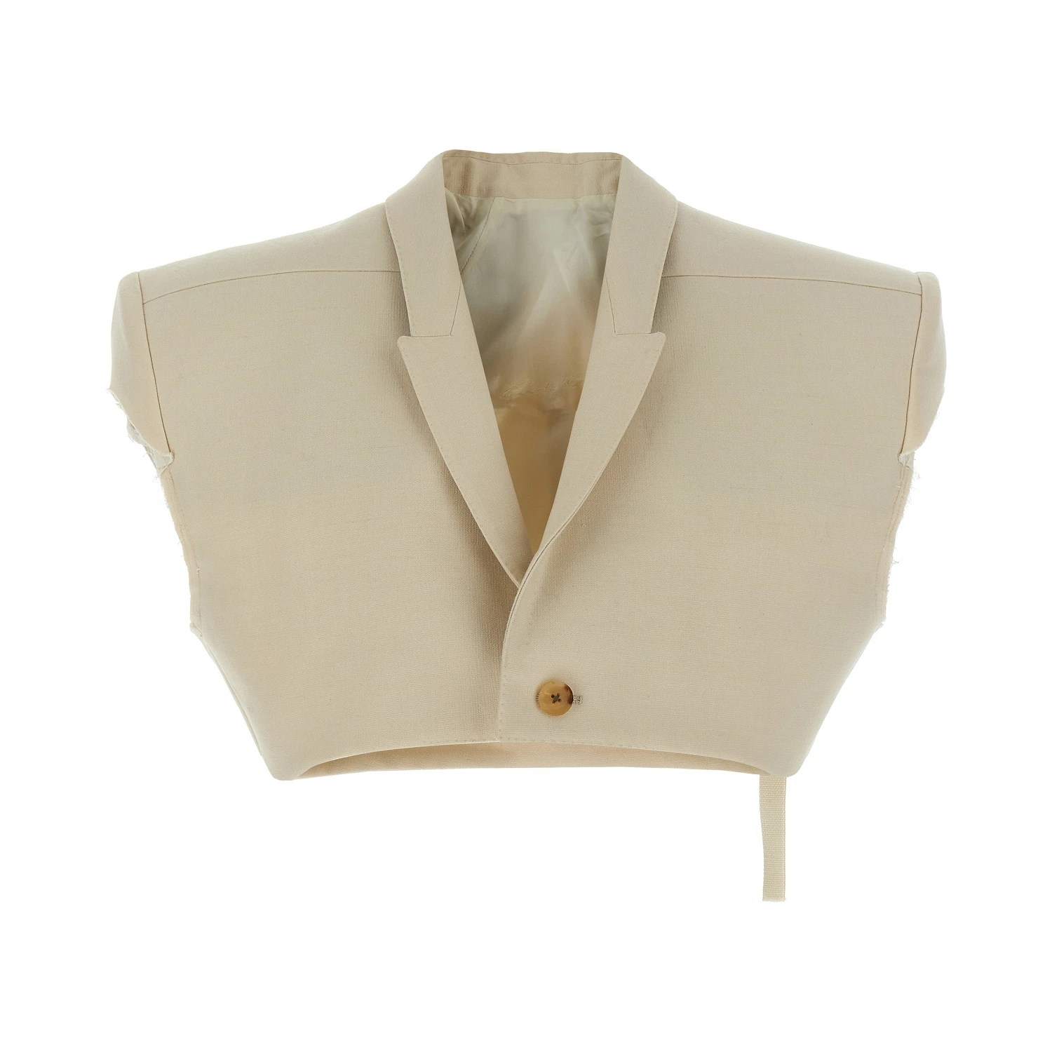 Beige Cotton Sleeveless Jacket