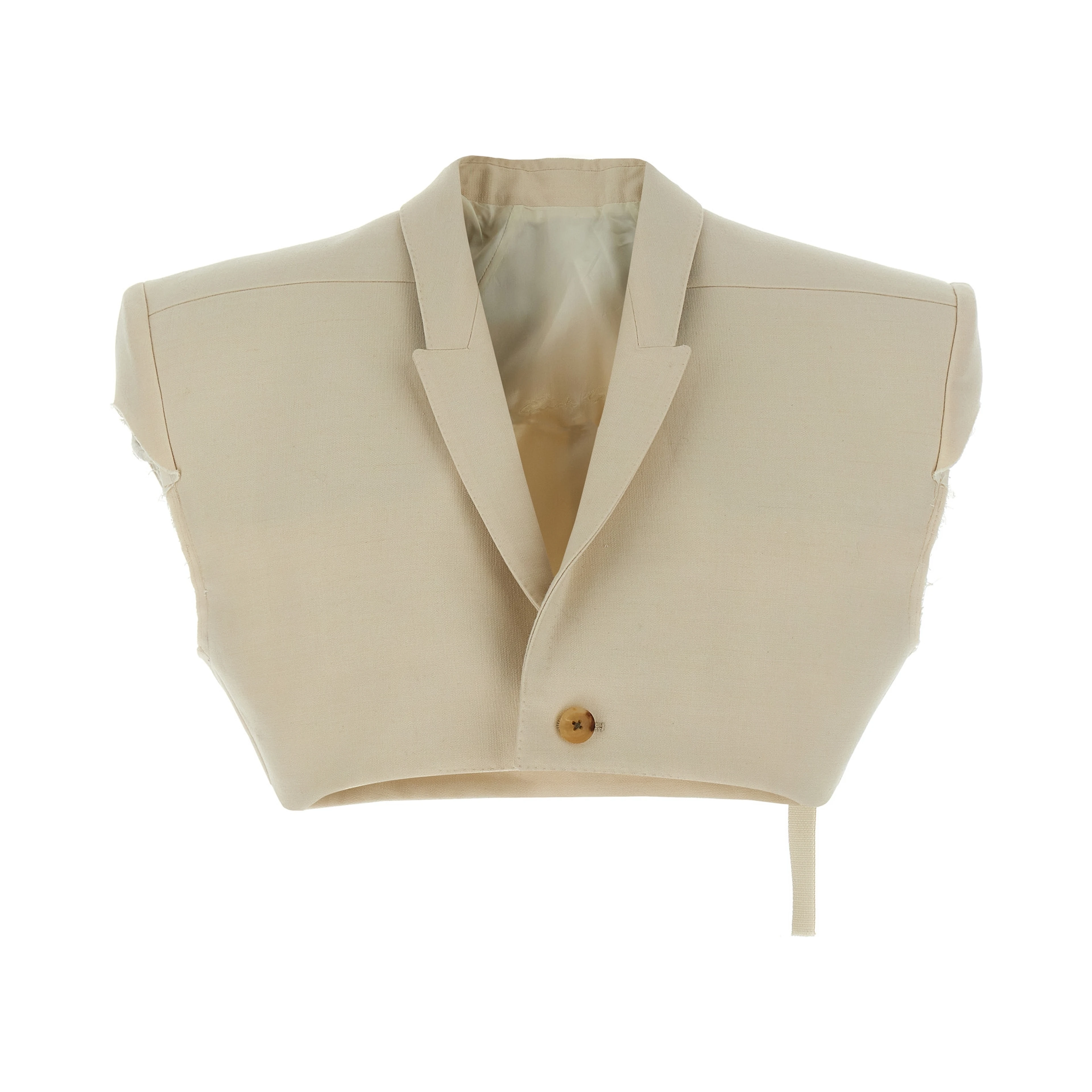 Beige Cotton Sleeveless Jacket