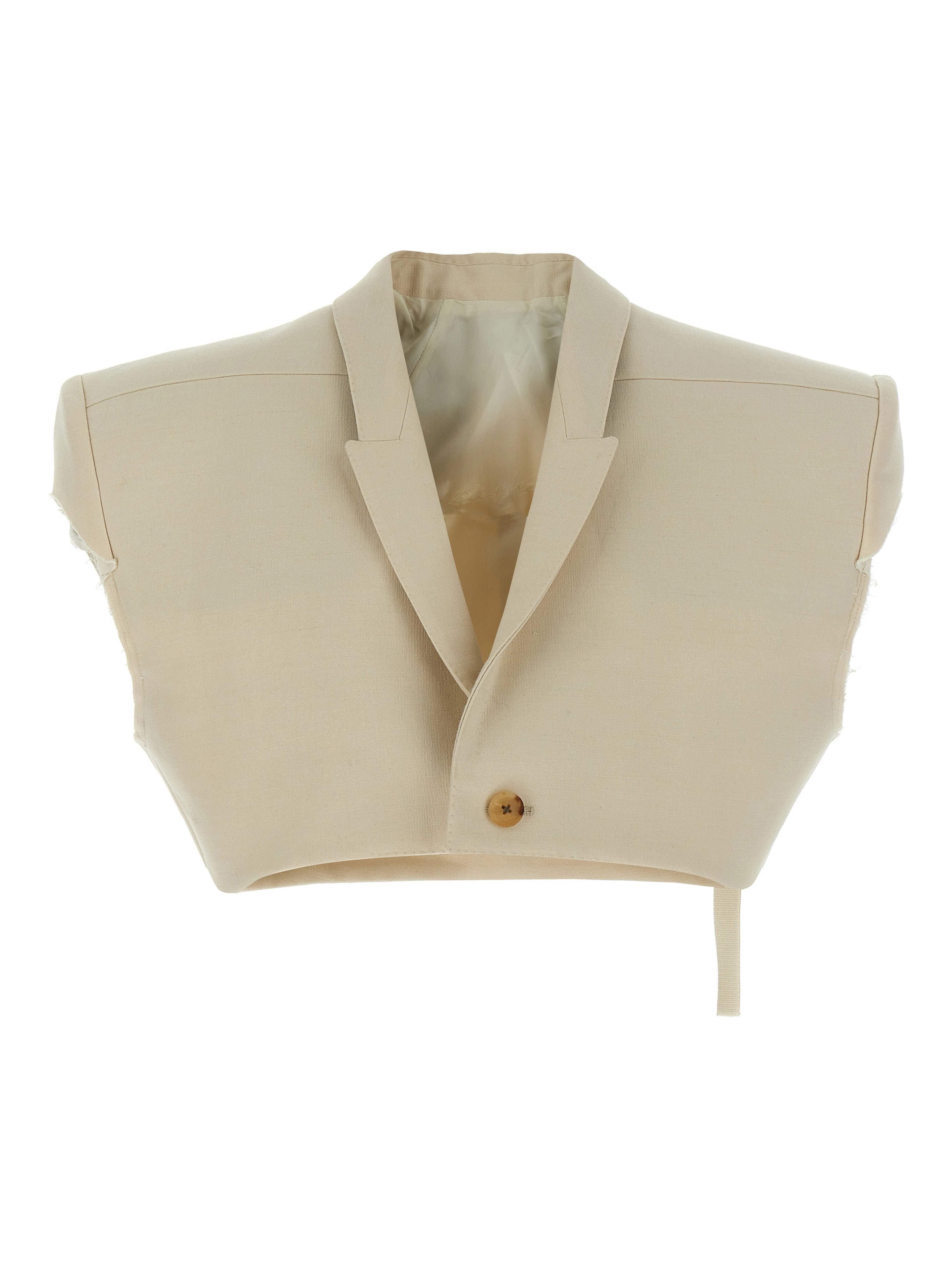 Beige Cotton Sleeveless Jacket