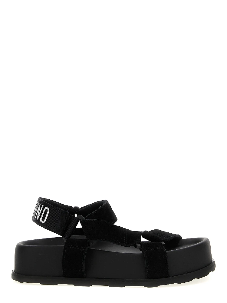 Black Calfskin Flat Sandals