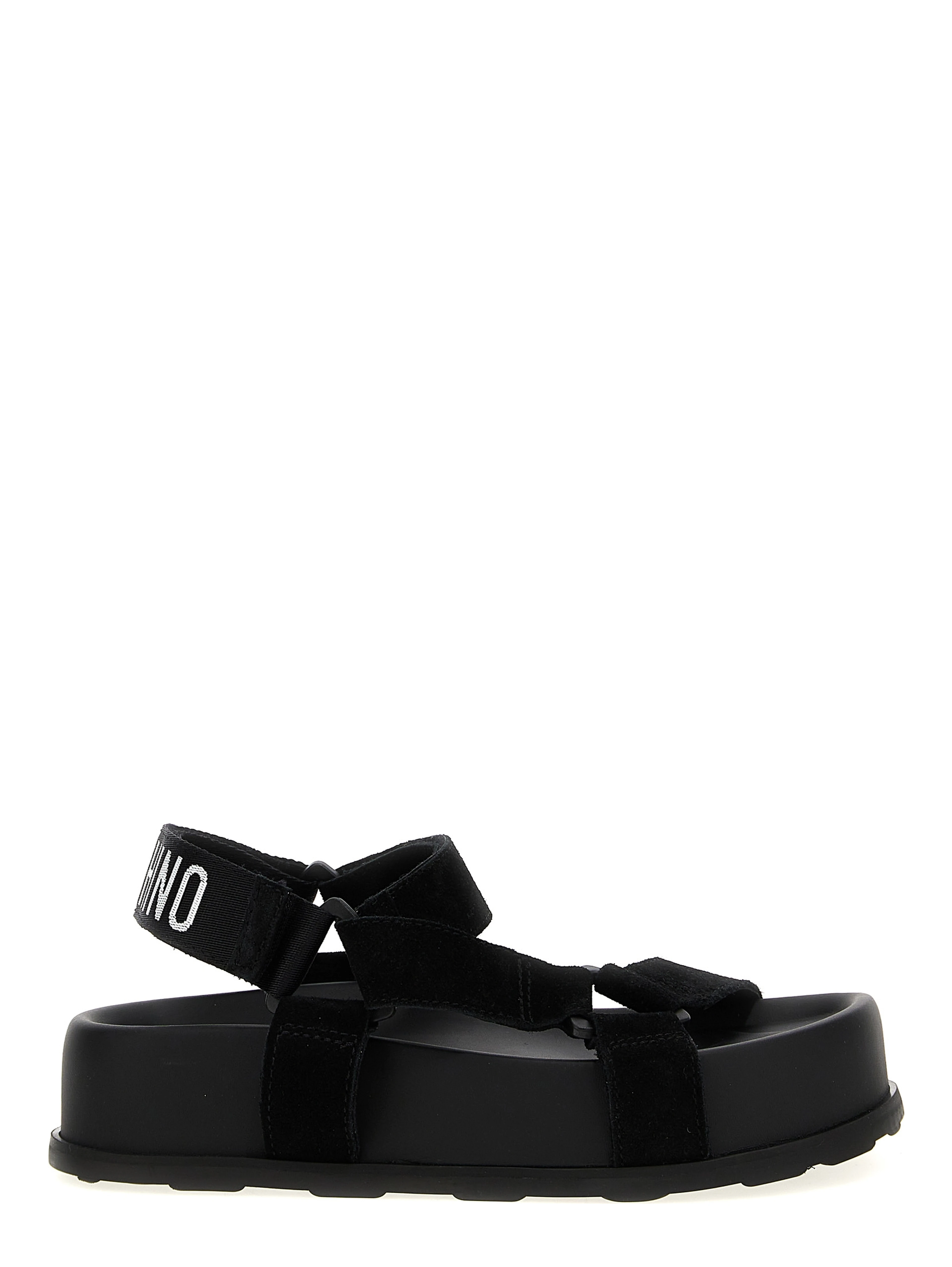 Black Calfskin Flat Sandals
