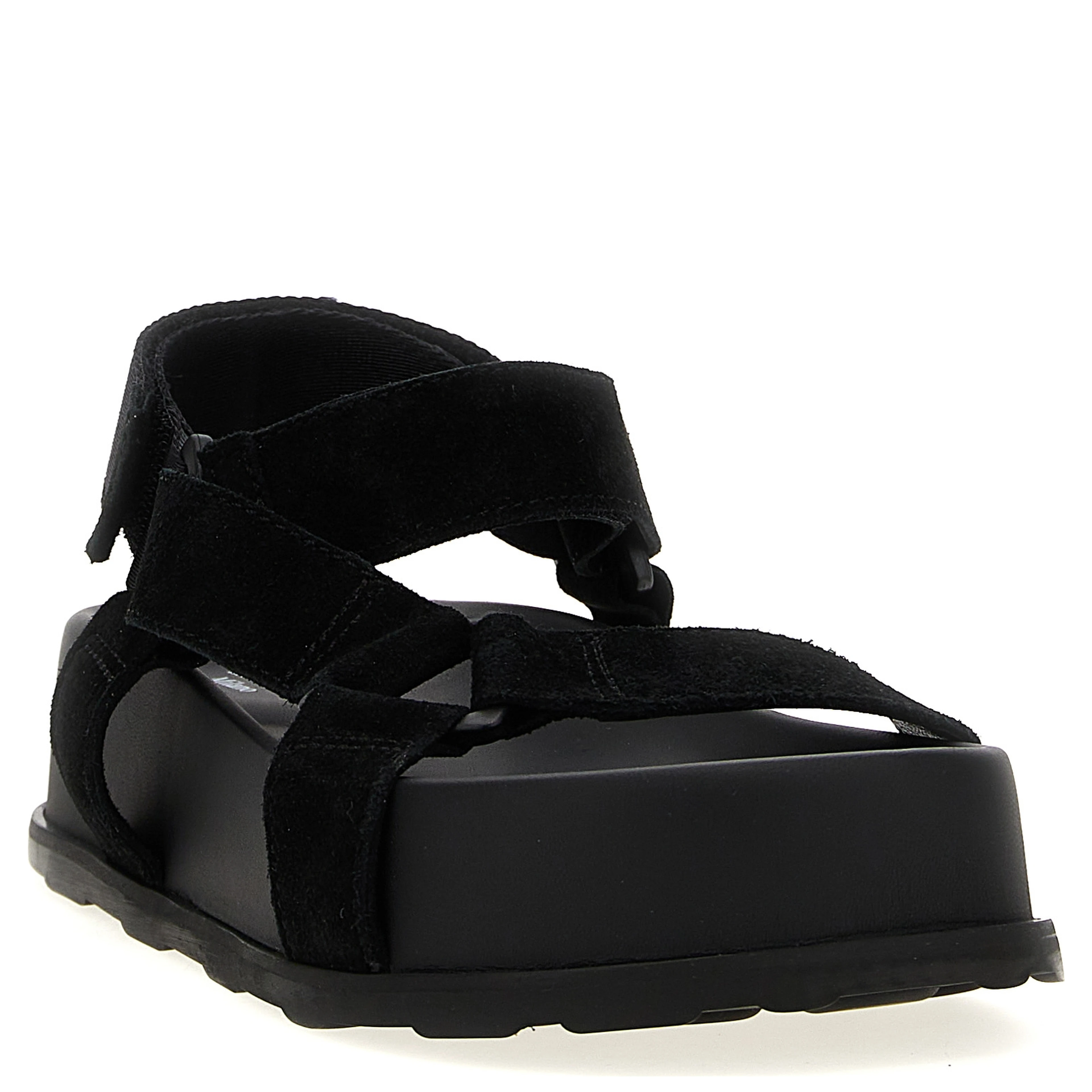 Black Calfskin Flat Sandals