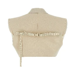 Beige Cotton Sleeveless Jacket